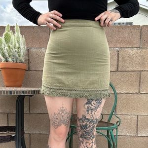 Olive green mini skirt